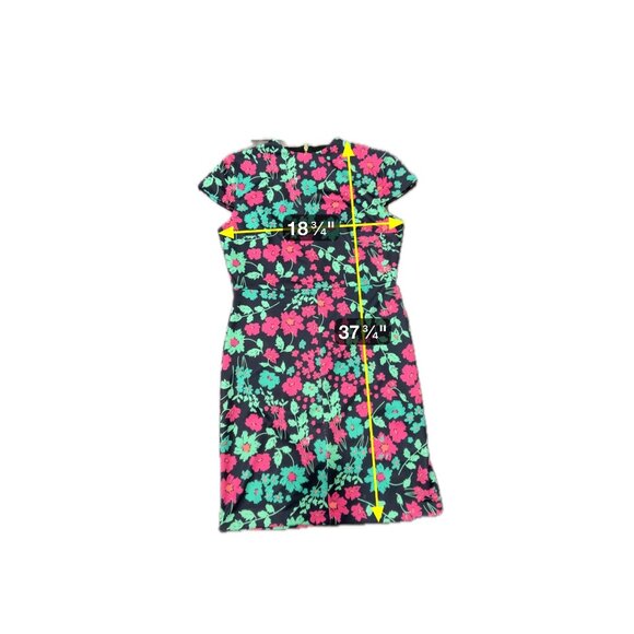 Alexia Admor NWT Floral Print Cap-Sleeve Dress Black Green Fuchsia Sz Large - Picture 8 of 10